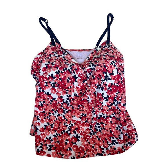 Lands End Swim Top Sz 24 Floral Tankini Top W/ Adjustable Braided Straps Padded - Picture 1 of 10